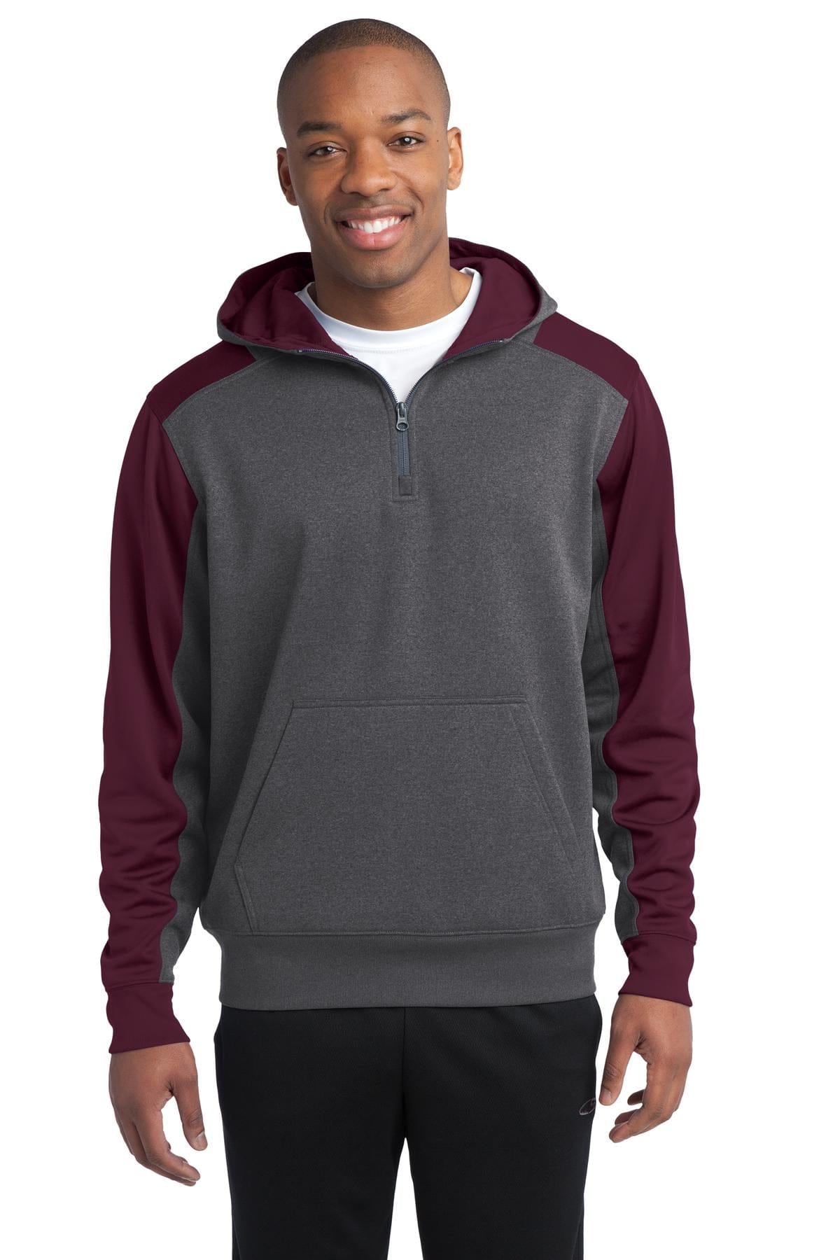 Sport-Tek Sweatshirts/Fleece Sport-Tek ST249 Tech Fleece Colorblock 1/4-Zip Hooded Sweatshirt