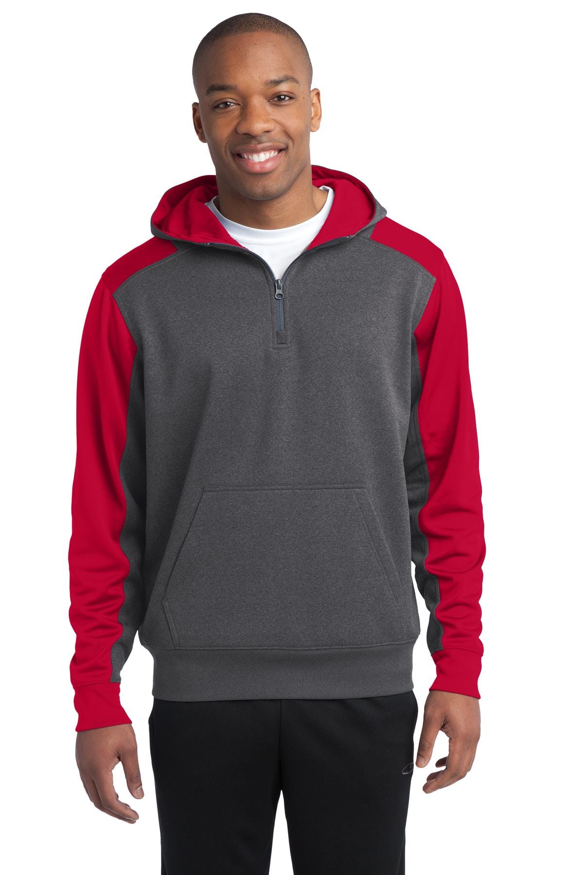 Sport-Tek Sweatshirts/Fleece Sport-Tek ST249 Tech Fleece Colorblock 1/4-Zip Hooded Sweatshirt