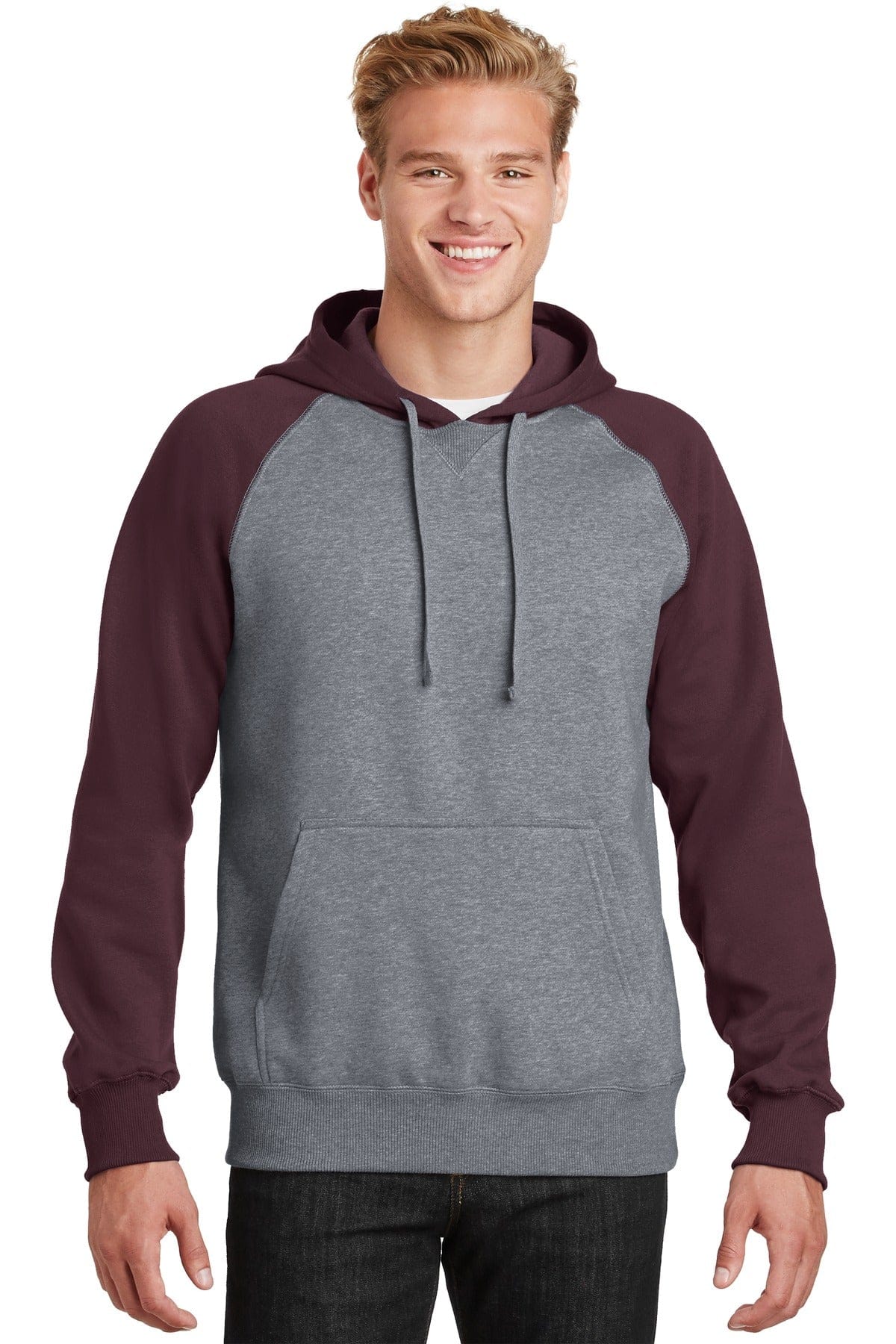 Sport-Tek ST267 Raglan Colorblock Pullover Hooded Sweatshirt in 