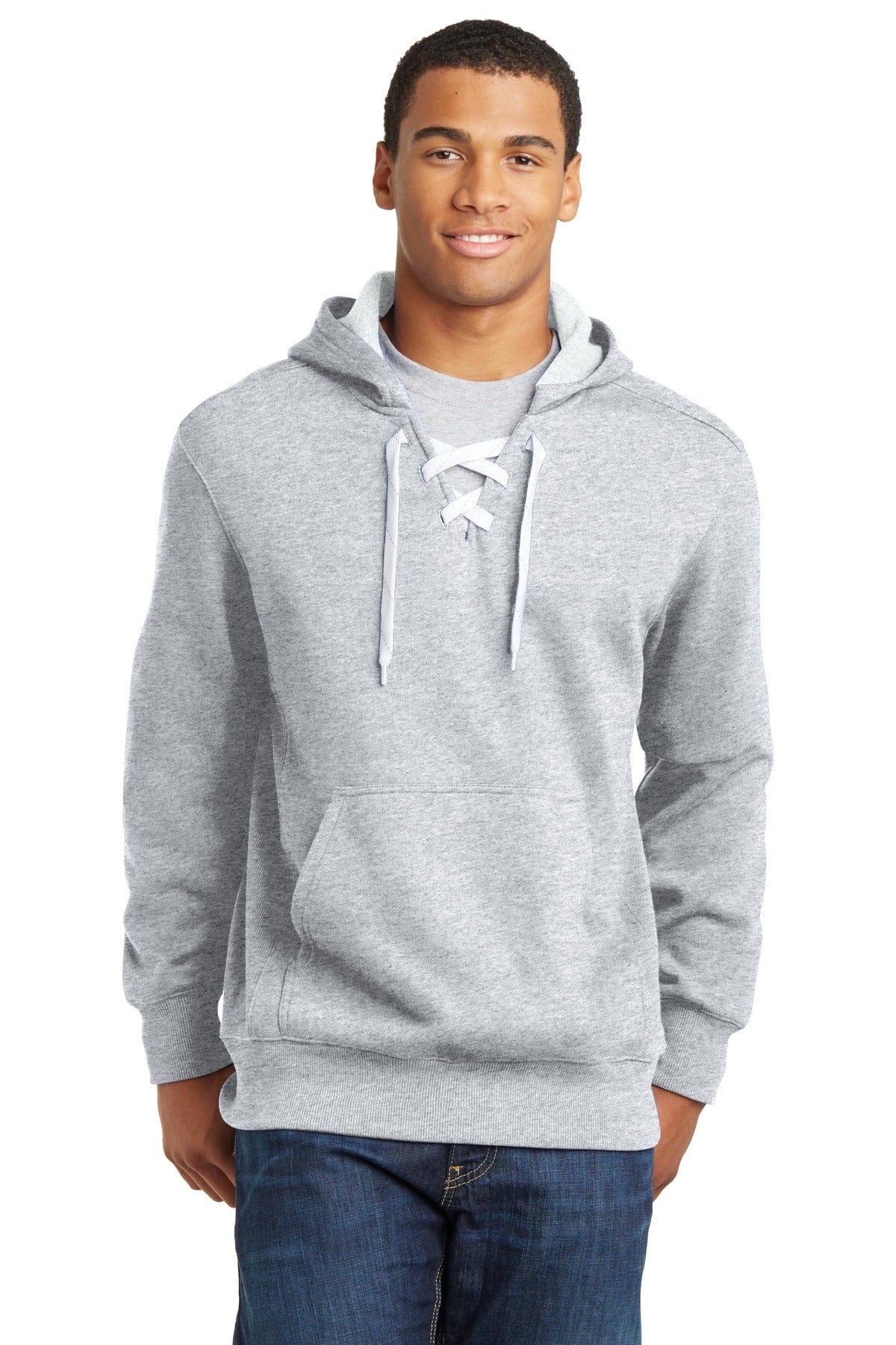 Sport-Tek Sweatshirts/Fleece XS / Athletic Heather Sport-Tek ST271 Lace Up Pullover Hooded Sweatshirt