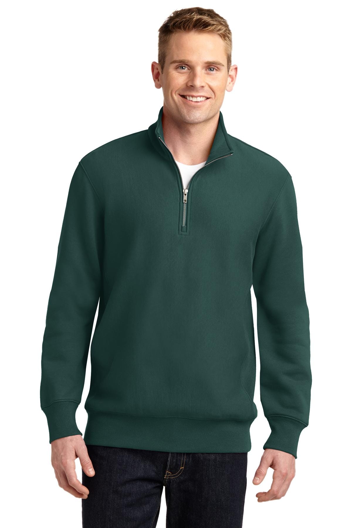 Sport-Tek ST283 Super Heavyweight 1/4-Zip Pullover Sweatshirt in Dark Green