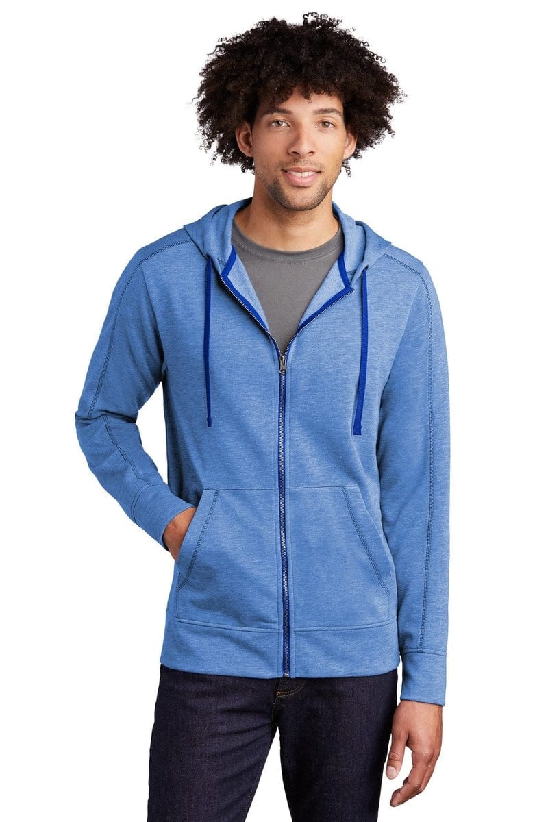 Sport-Tek ST293 PosiCharge Tri-Blend Wicking Fleece Full-Zip Hooded Jacket in 