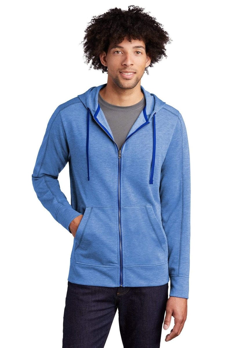 Sport-Tek ST293 PosiCharge Tri-Blend Wicking Fleece Full-Zip Hooded Jacket in 