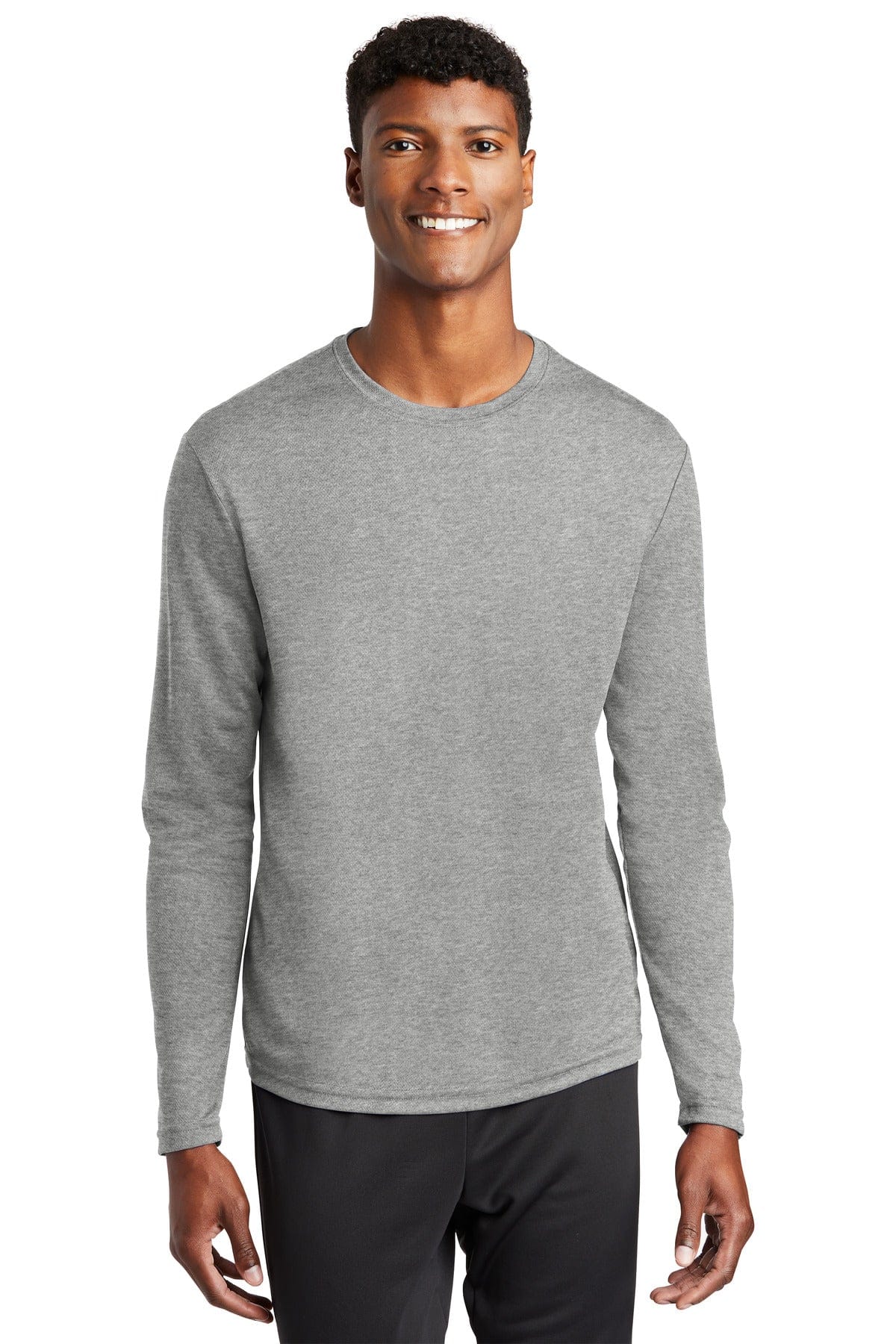 Sport-Tek ST340LS PosiCharge RacerMesh Long Sleeve Tee in Grey Heather
