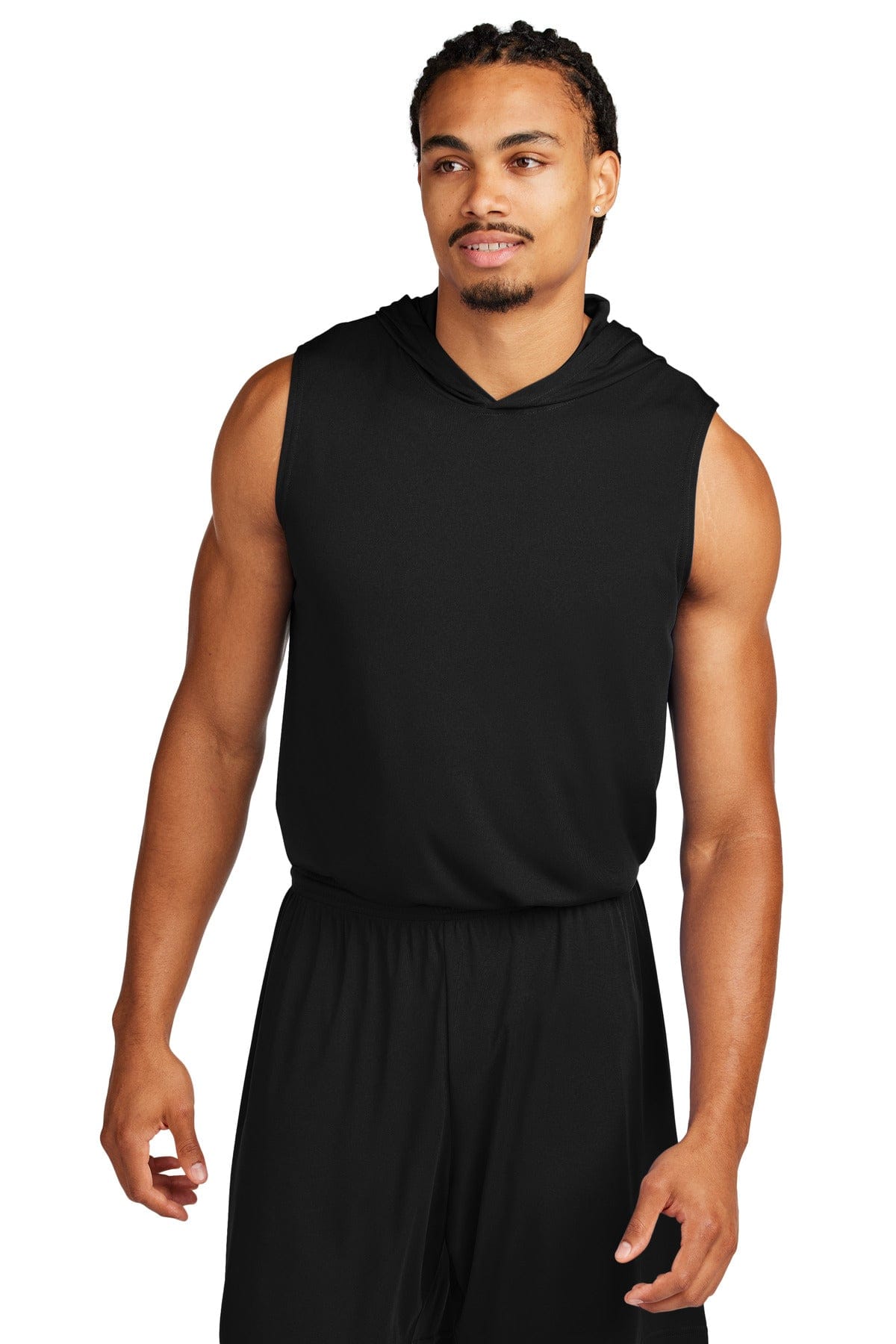 Sport-Tek ST352H Competitor Sleeveless Hoodie in Black
