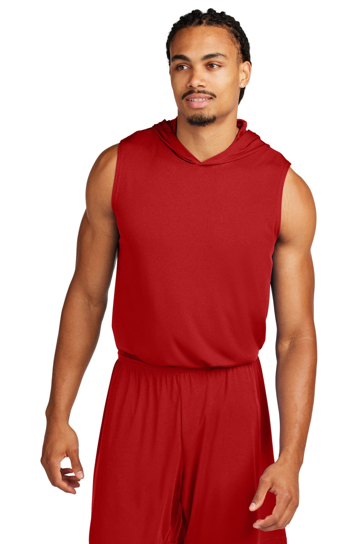 Sport-Tek ST352H Competitor Sleeveless Hoodie in Deep Red