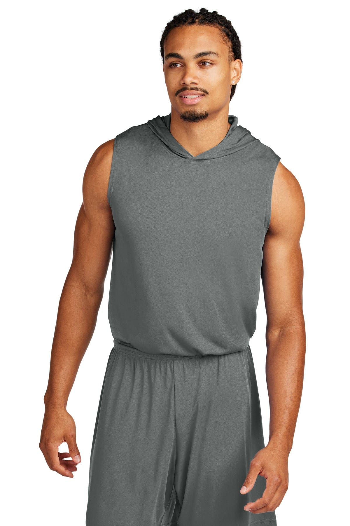 Sport-Tek ST352H Competitor Sleeveless Hoodie in Iron Grey