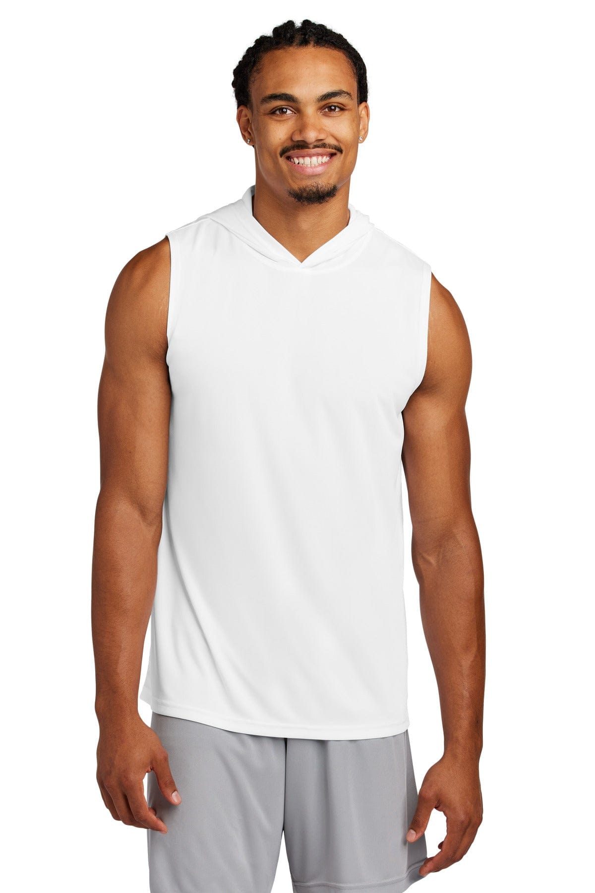 Sport-Tek ST352H Competitor Sleeveless Hoodie in White