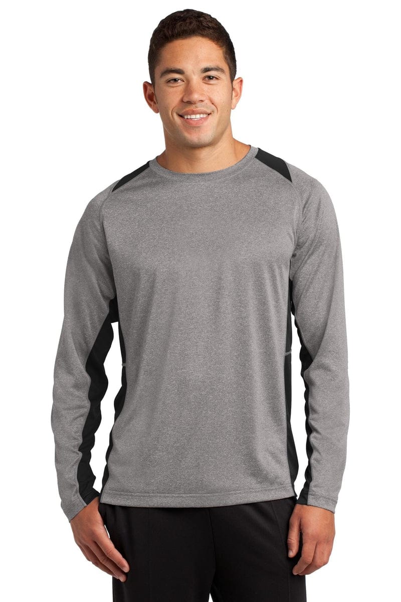 Sport-Tek ST361LS Long Sleeve Heather Colorblock Contender Tee in 