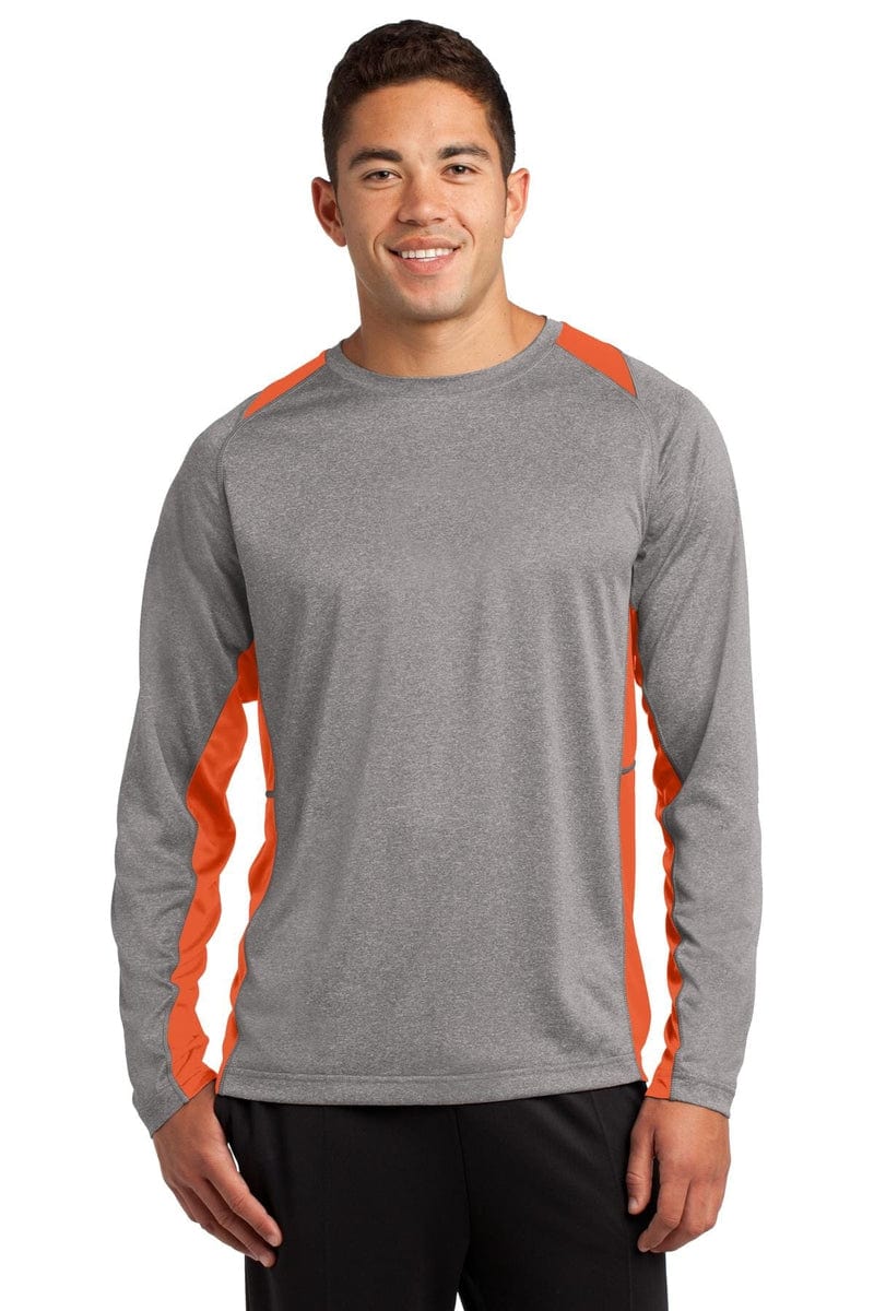 Sport-Tek ST361LS Long Sleeve Heather Colorblock Contender Tee in 