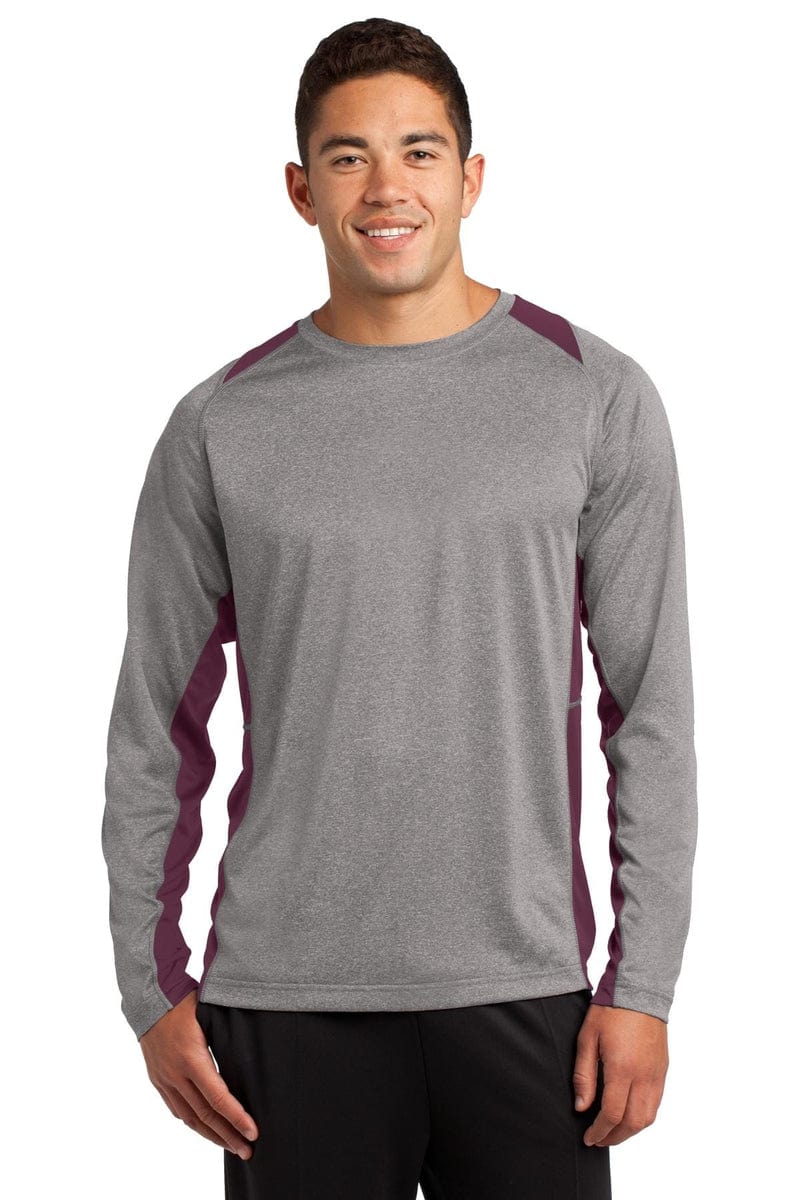 Sport-Tek ST361LS Long Sleeve Heather Colorblock Contender Tee in 