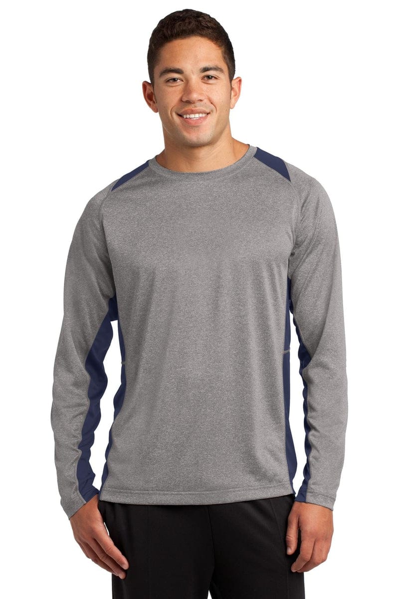 Sport-Tek ST361LS Long Sleeve Heather Colorblock Contender Tee in 