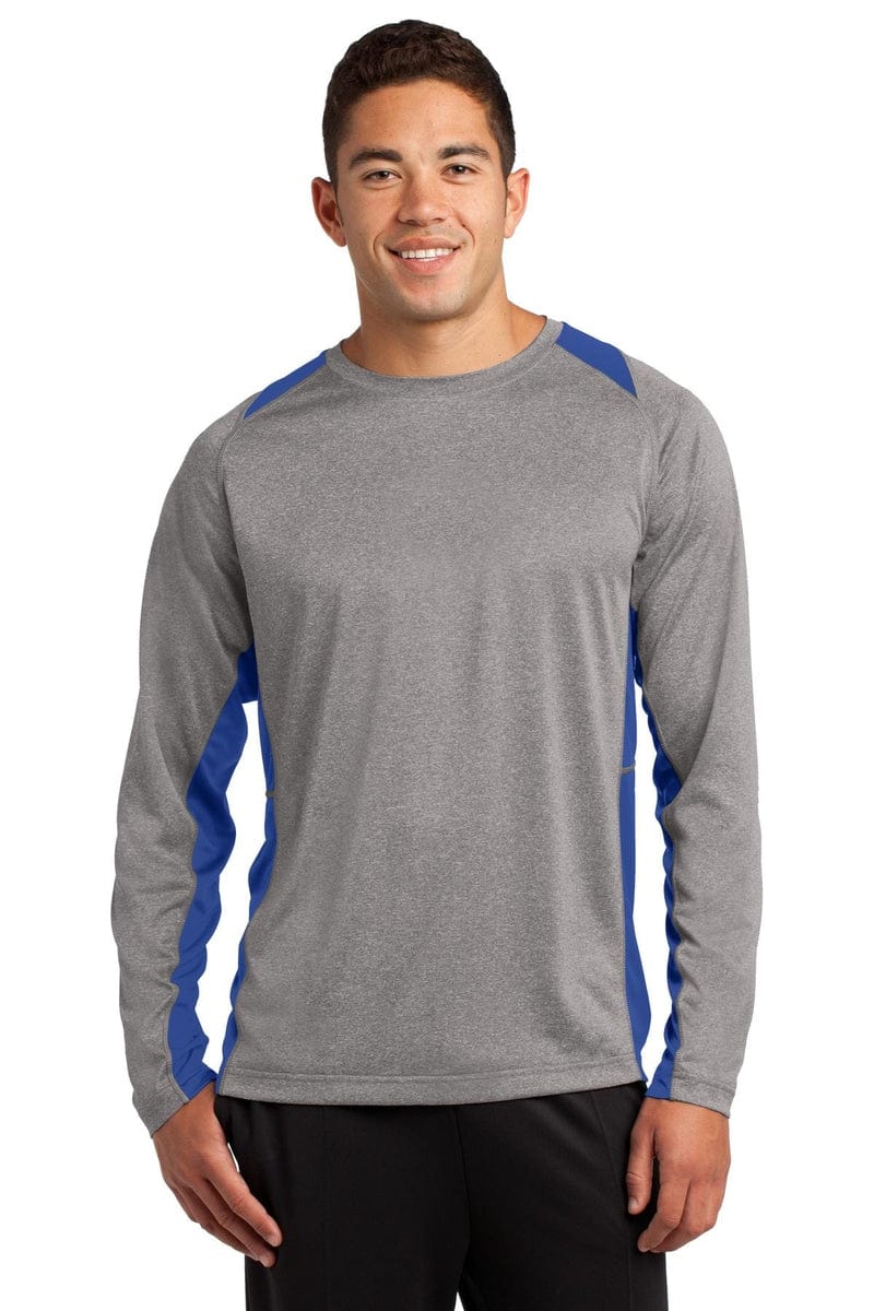 Sport-Tek ST361LS Long Sleeve Heather Colorblock Contender Tee in 
