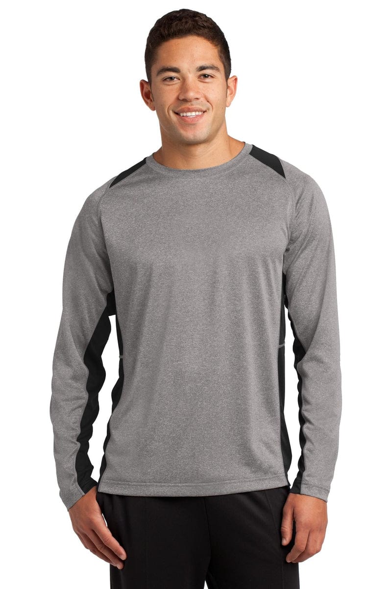 Sport-Tek ST361LS Long Sleeve Heather Colorblock Contender Tee in 