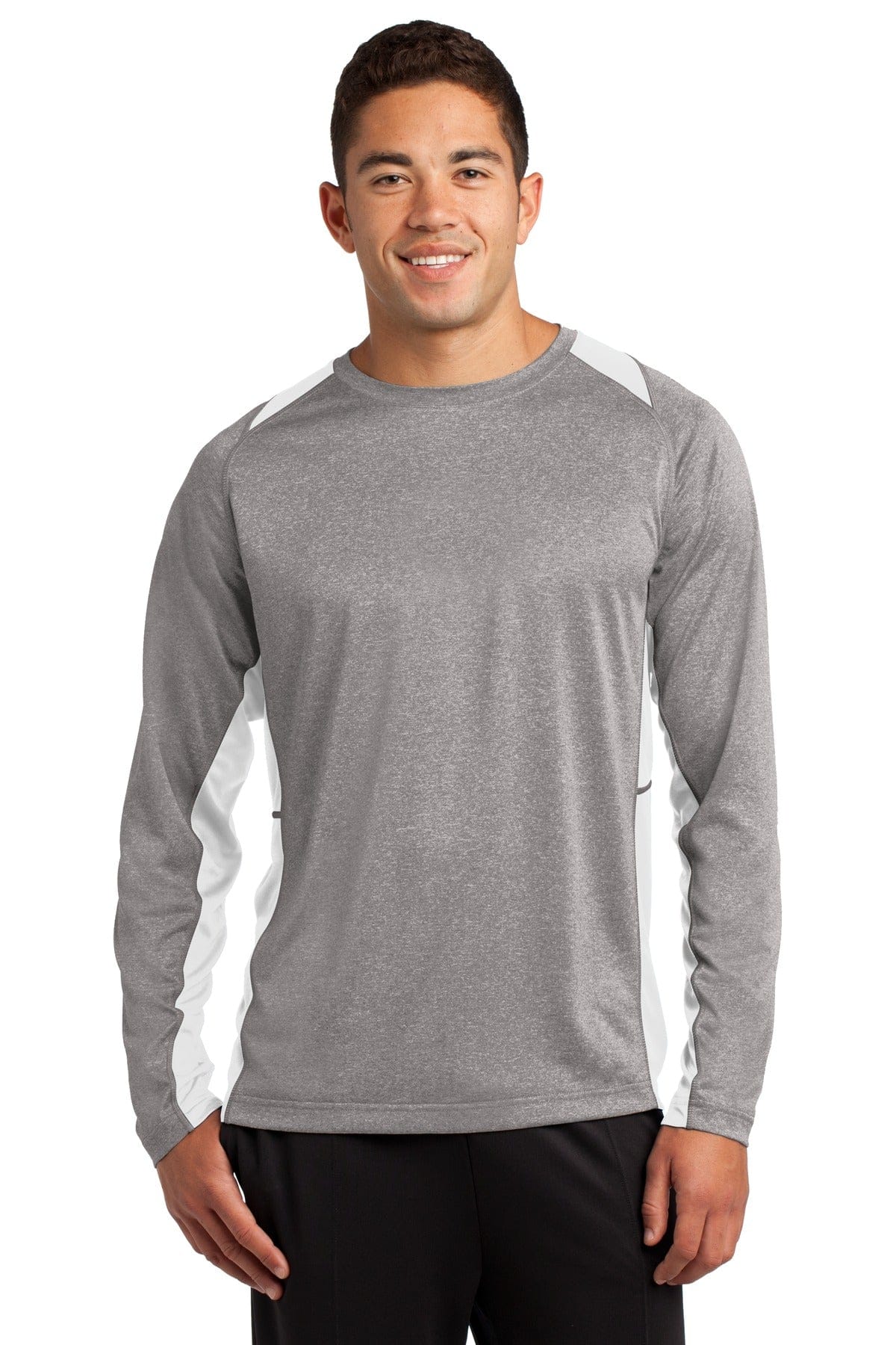 Sport-Tek ST361LS Long Sleeve Heather Colorblock Contender Tee in 
