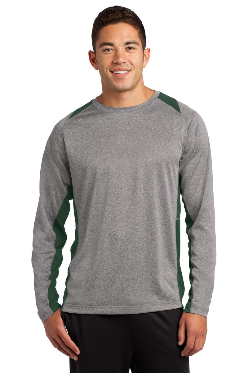 Sport-Tek ST361LS Long Sleeve Heather Colorblock Contender Tee in 