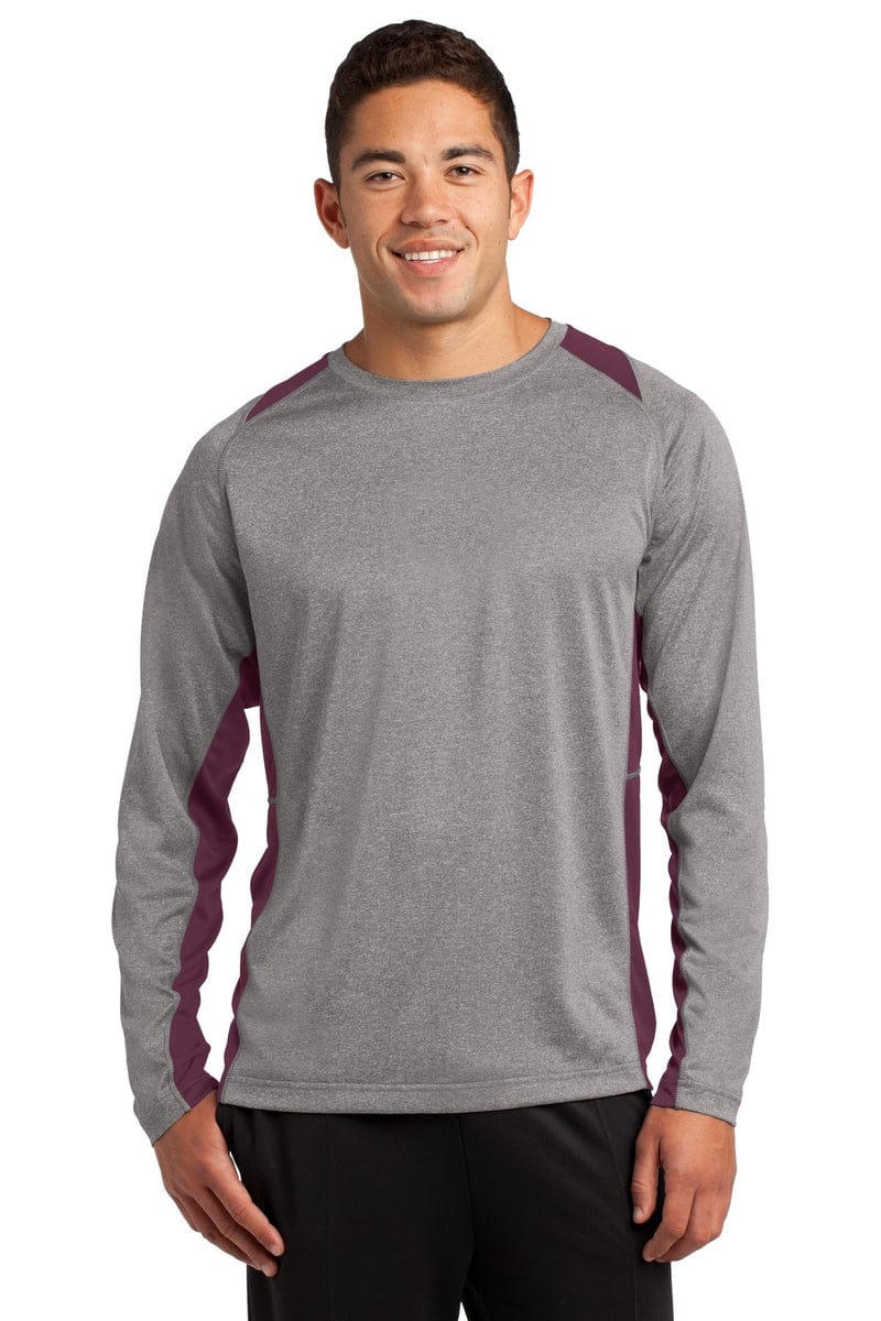 Sport-Tek ST361LS Long Sleeve Heather Colorblock Contender Tee in 