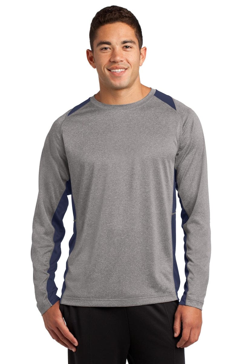 Sport-Tek ST361LS Long Sleeve Heather Colorblock Contender Tee in 