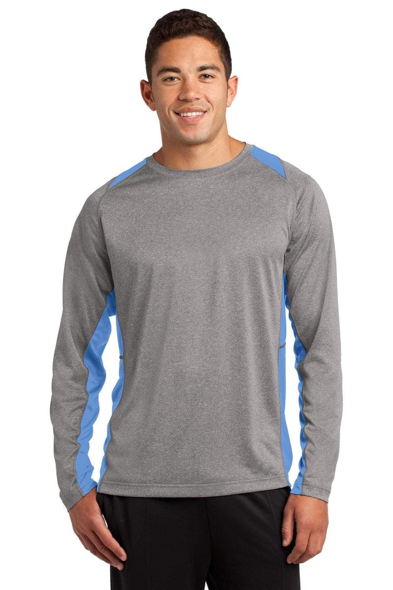 Sport-Tek ST361LS Long Sleeve Heather Colorblock Contender Tee in 
