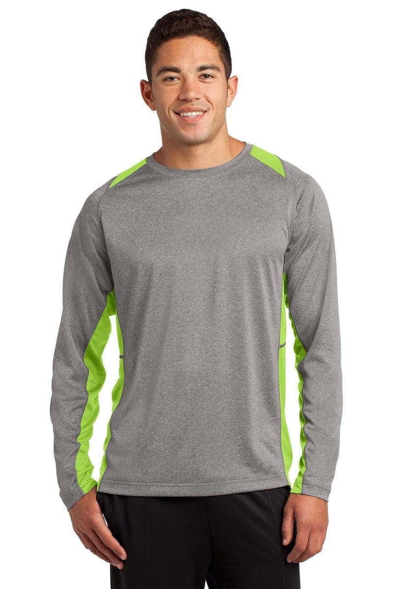 Sport-Tek ST361LS Long Sleeve Heather Colorblock Contender Tee in 