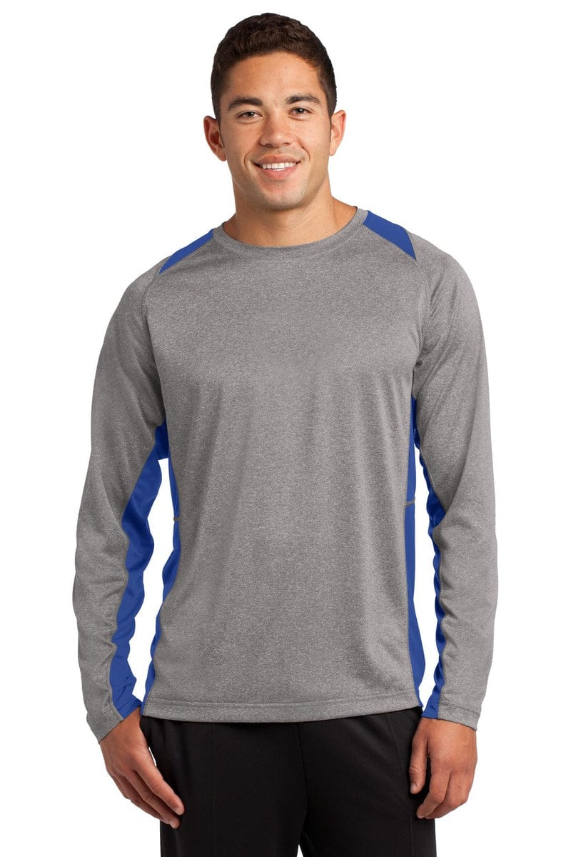 Sport-Tek ST361LS Long Sleeve Heather Colorblock Contender Tee in 