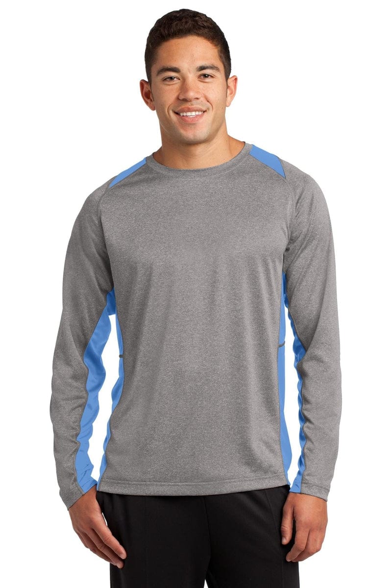 Sport-Tek ST361LS Long Sleeve Heather Colorblock Contender Tee in 