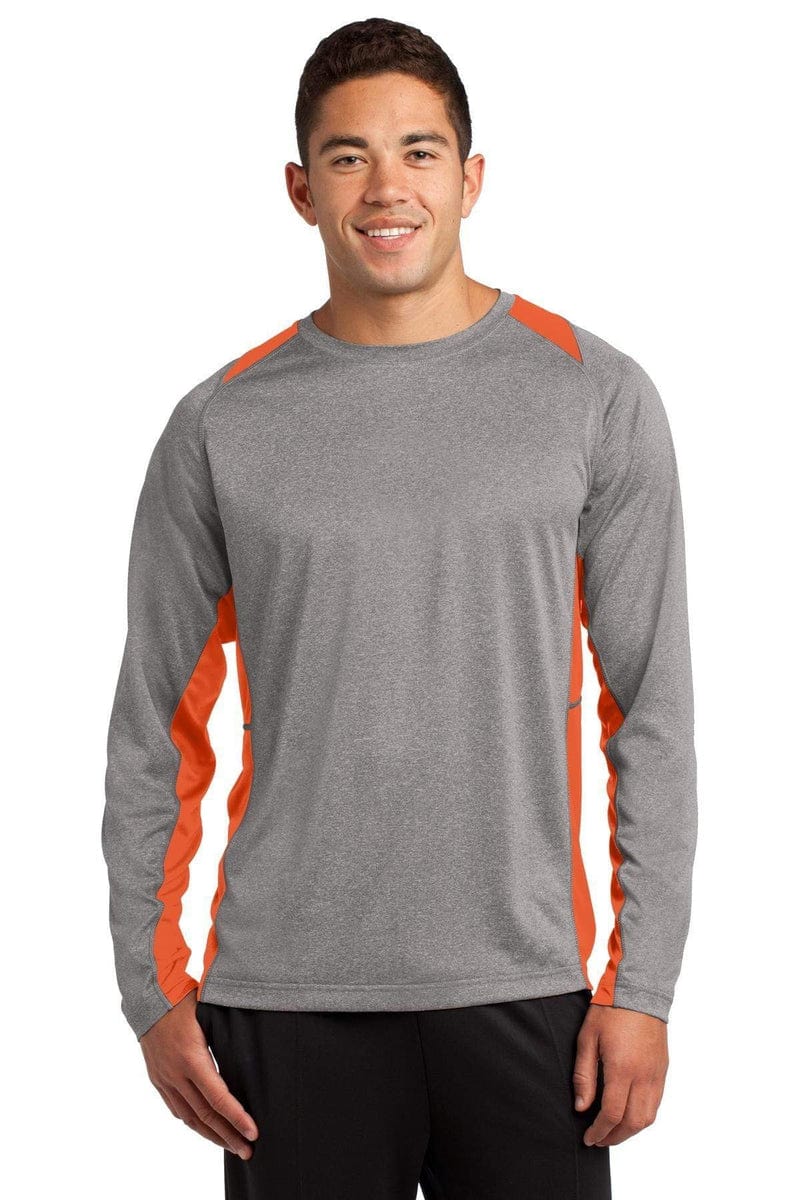 Sport-Tek ST361LS Long Sleeve Heather Colorblock Contender Tee in 