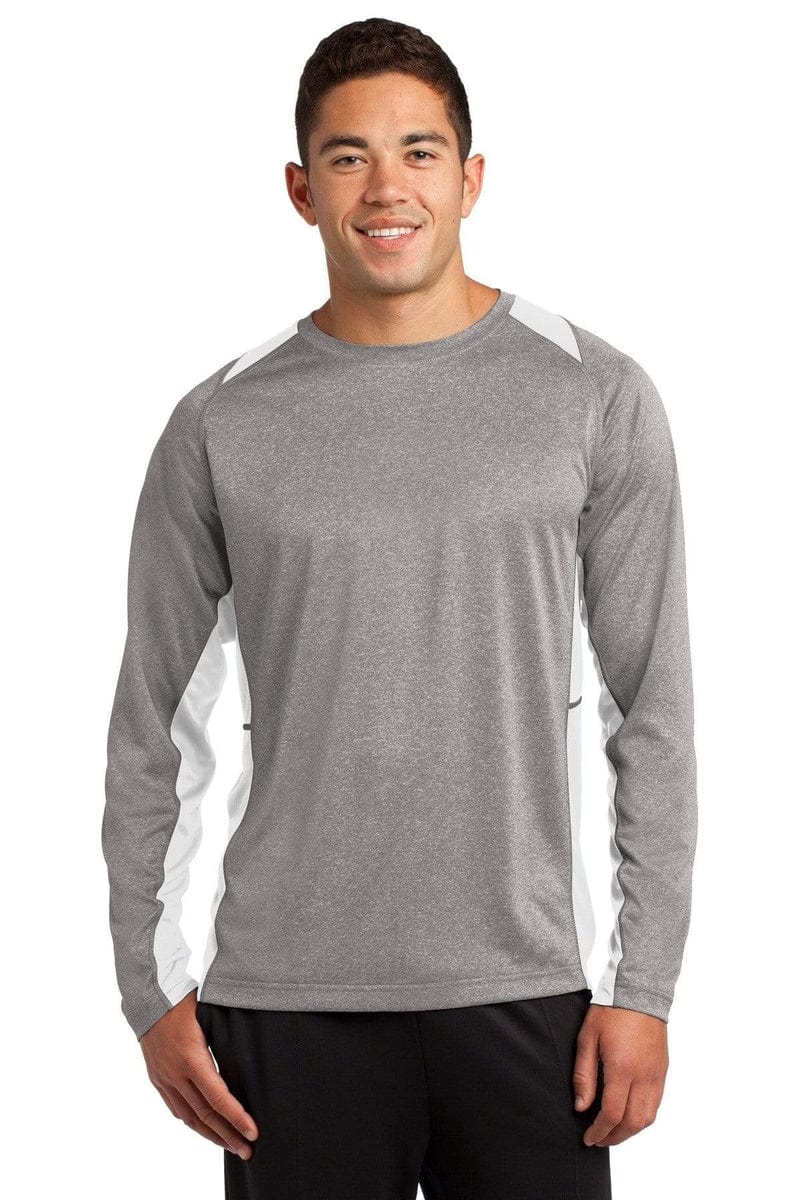 Sport-Tek ST361LS Long Sleeve Heather Colorblock Contender Tee in 