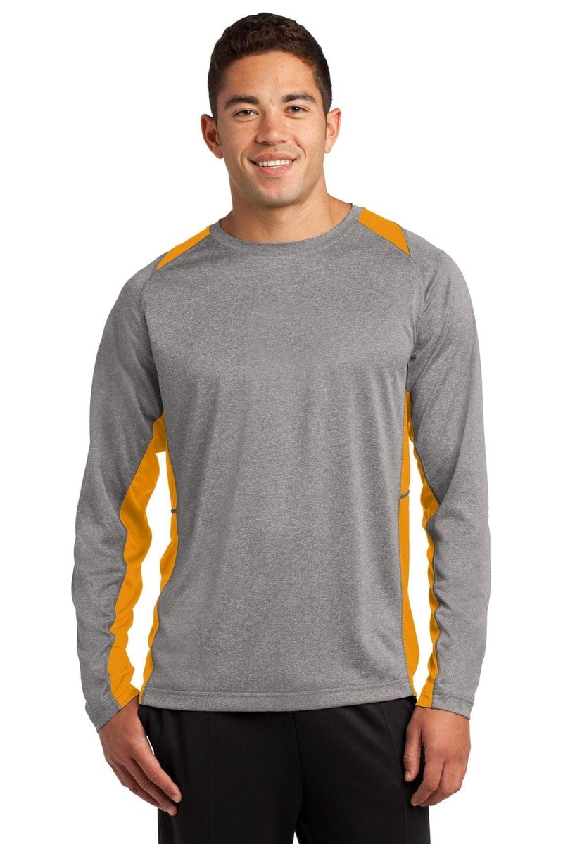 Sport-Tek ST361LS Long Sleeve Heather Colorblock Contender Tee in 