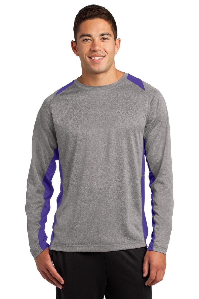 Sport-Tek ST361LS Long Sleeve Heather Colorblock Contender Tee in 