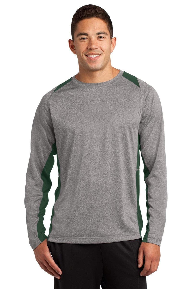 Sport-Tek ST361LS Long Sleeve Heather Colorblock Contender Tee in 