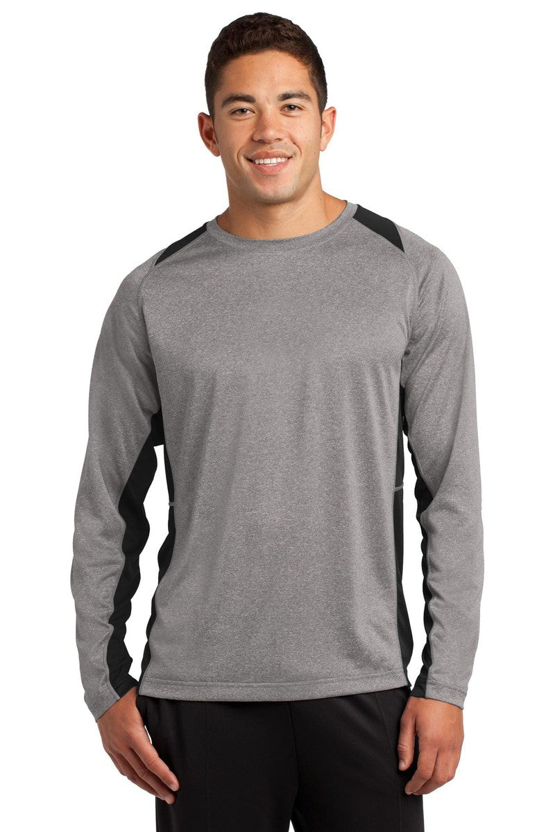 Sport-Tek ST361LS Long Sleeve Heather Colorblock Contender Tee in 