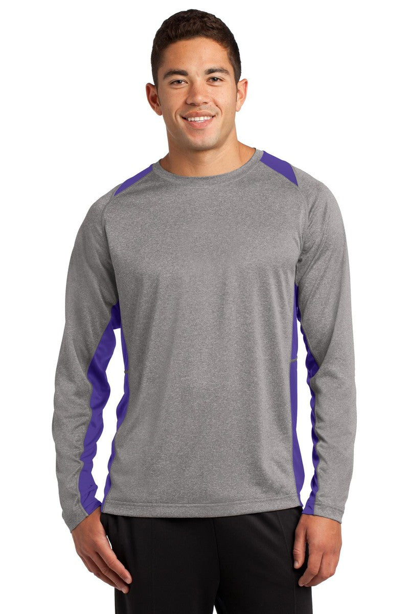 Sport-Tek ST361LS Long Sleeve Heather Colorblock Contender Tee in 