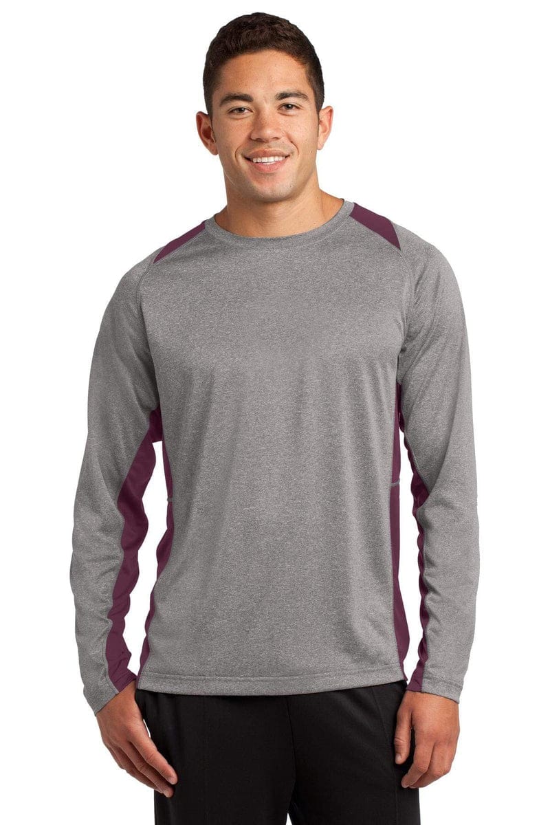 Sport-Tek ST361LS Long Sleeve Heather Colorblock Contender Tee in 