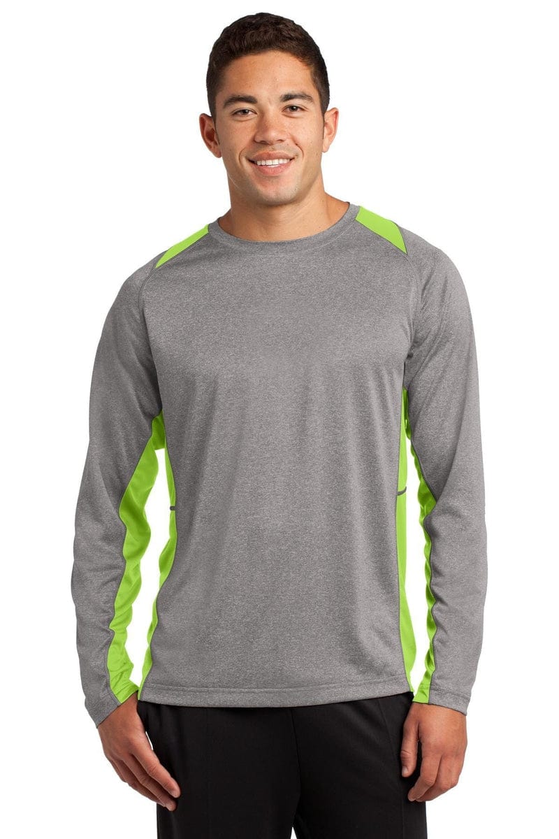 Sport-Tek ST361LS Long Sleeve Heather Colorblock Contender Tee in 