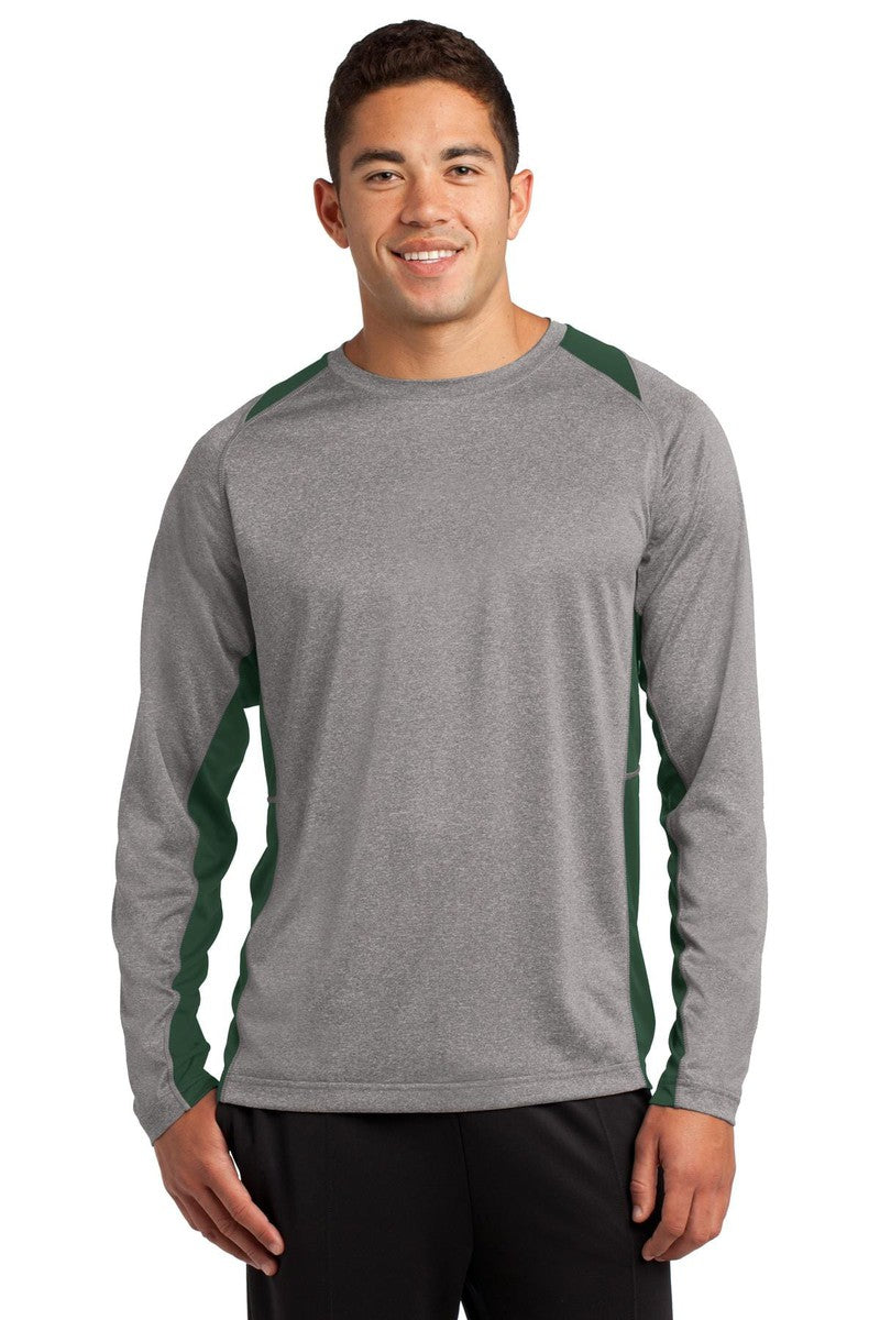 Sport-Tek ST361LS Long Sleeve Heather Colorblock Contender Tee in 