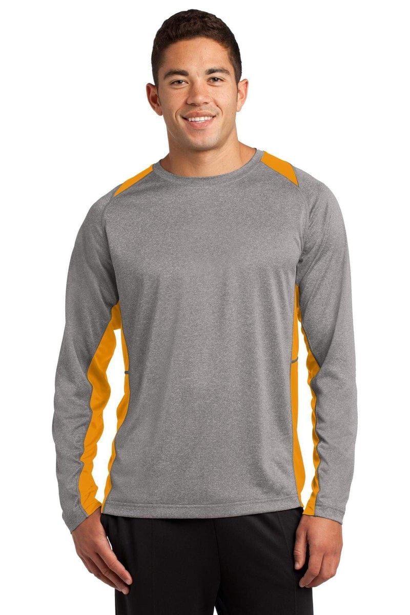 Sport-Tek ST361LS Long Sleeve Heather Colorblock Contender Tee in 