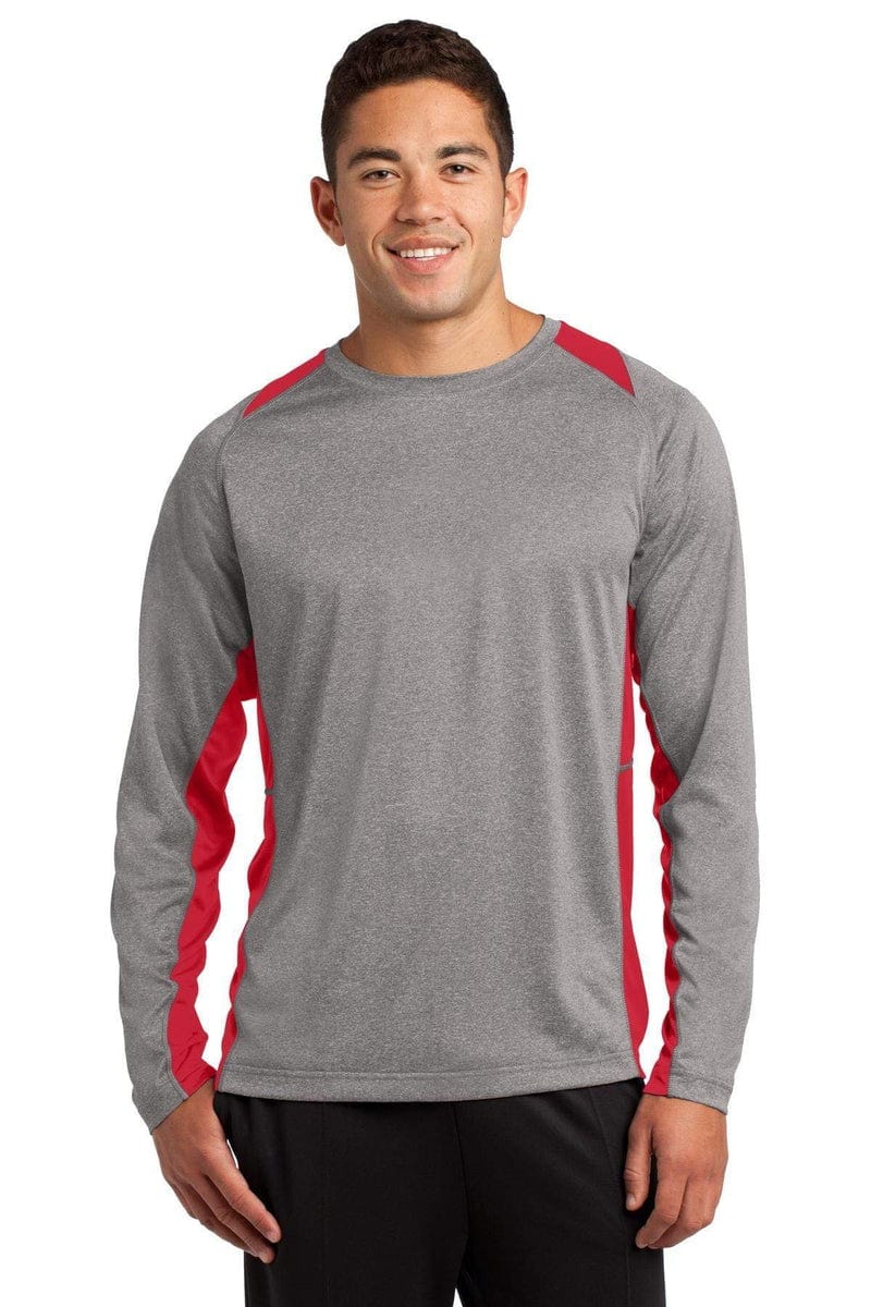 Sport-Tek ST361LS Long Sleeve Heather Colorblock Contender Tee in 
