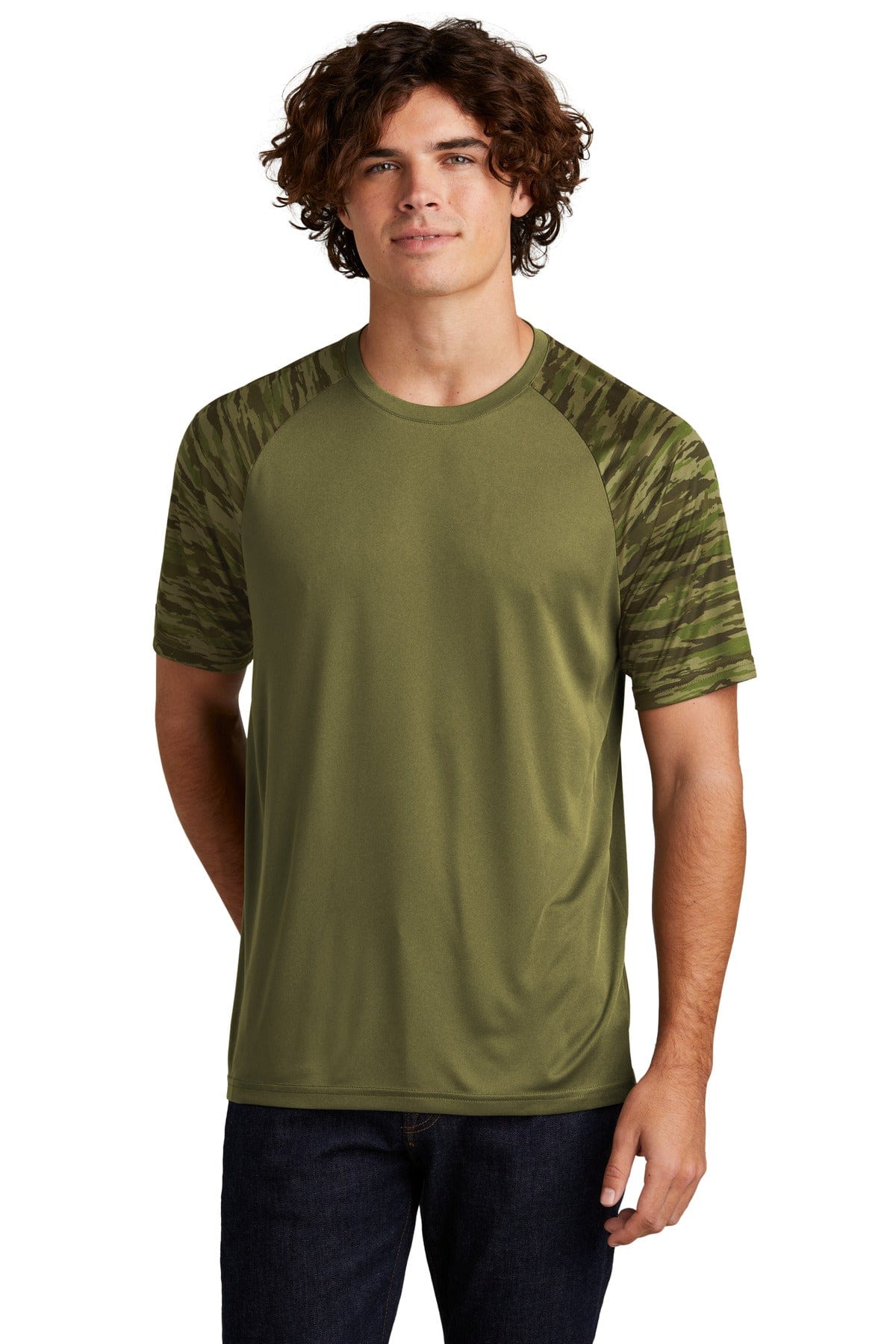 Sport-Tek ST376 Drift Camo Colorblock Tee in 