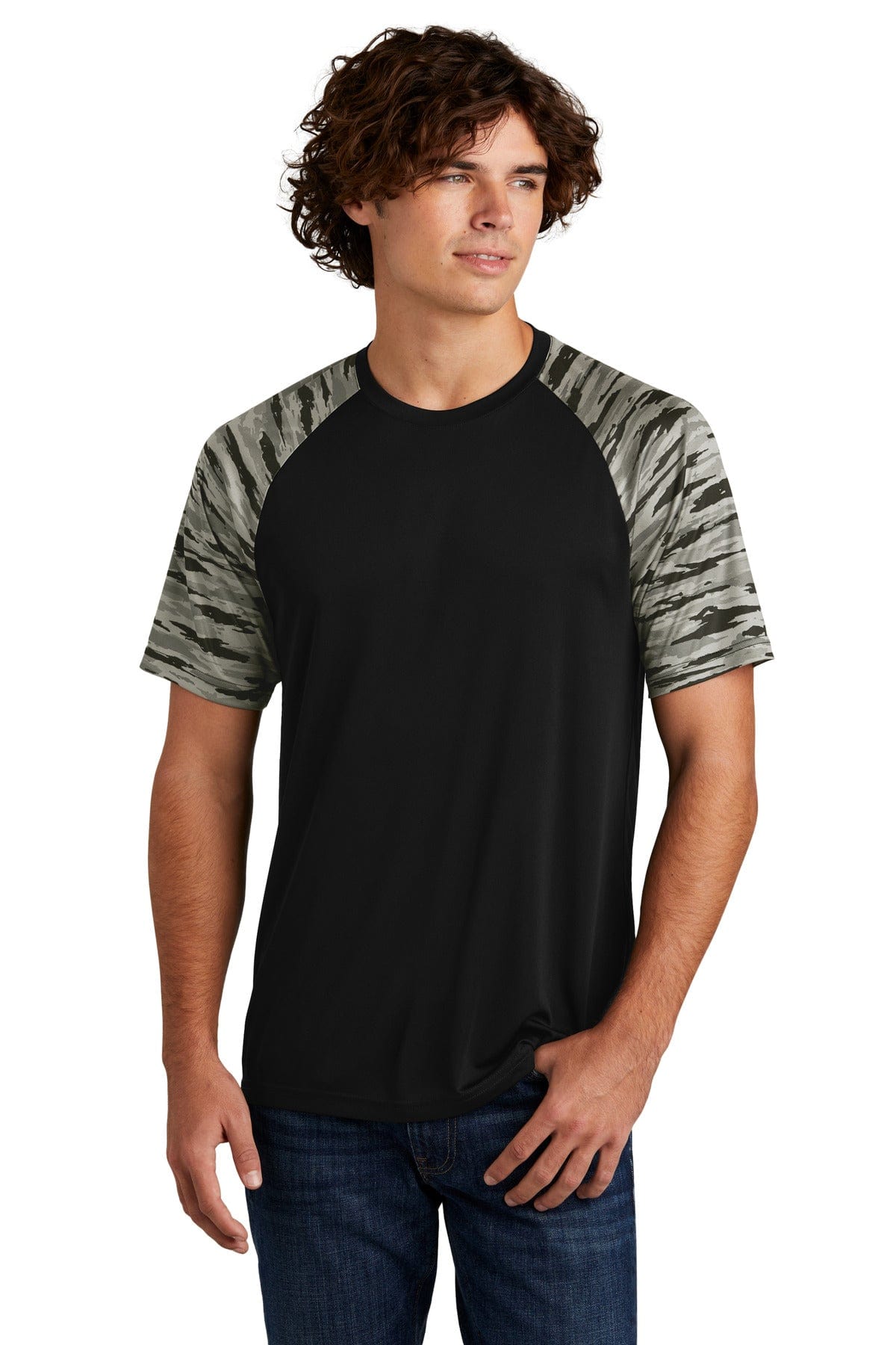 Sport-Tek ST376 Drift Camo Colorblock Tee in 