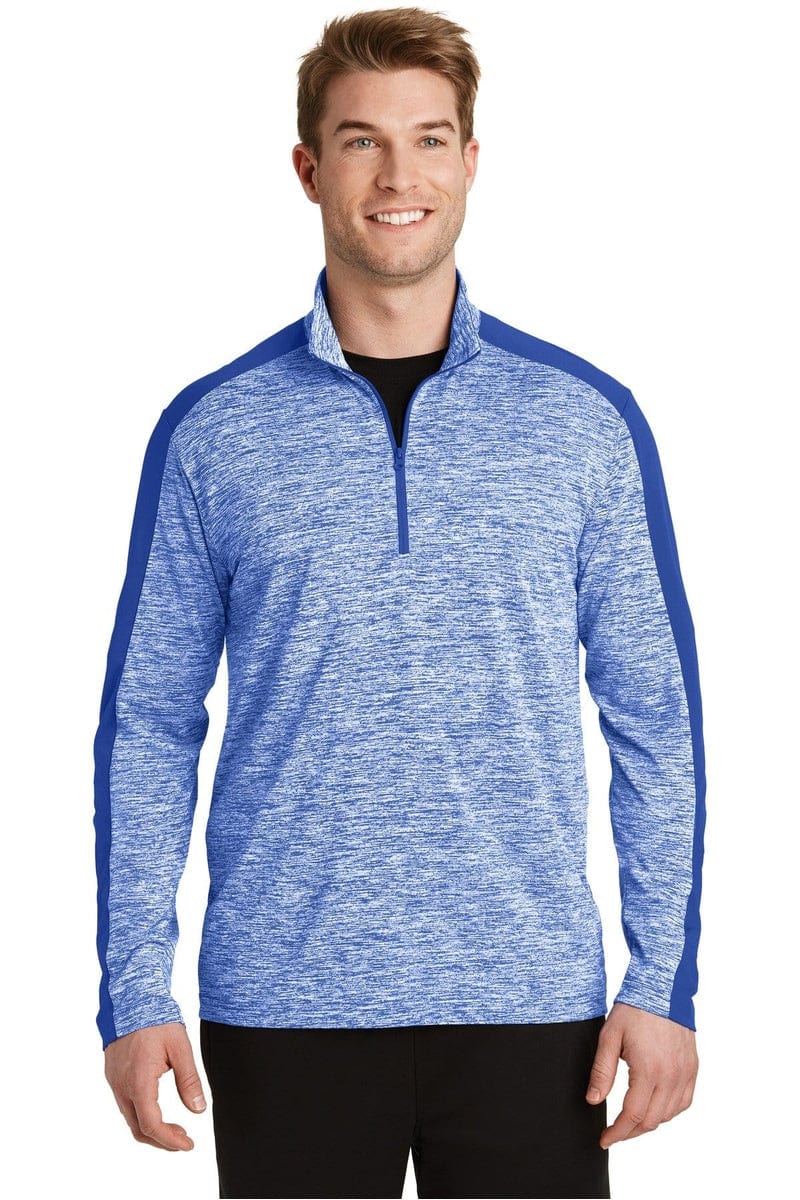 Sport-Tek ST397 PosiCharge Electric Heather Colorblock 1/4-Zip Pullover in 