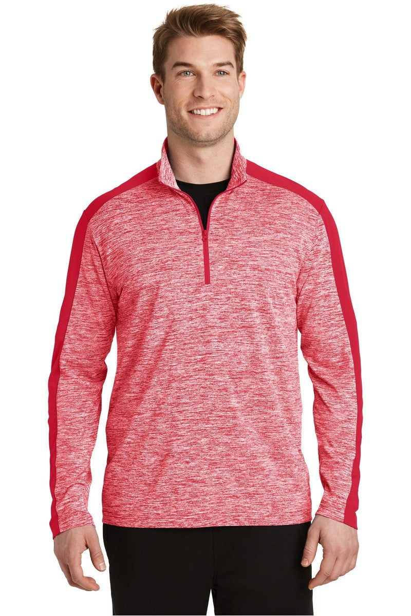 Sport-Tek ST397 PosiCharge Electric Heather Colorblock 1/4-Zip Pullover in 