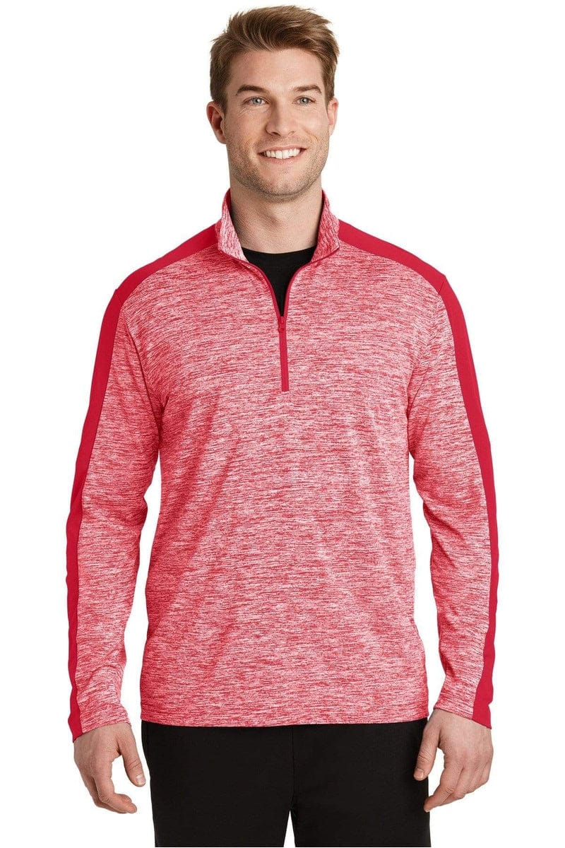 Sport-Tek ST397 PosiCharge Electric Heather Colorblock 1/4-Zip Pullover in 