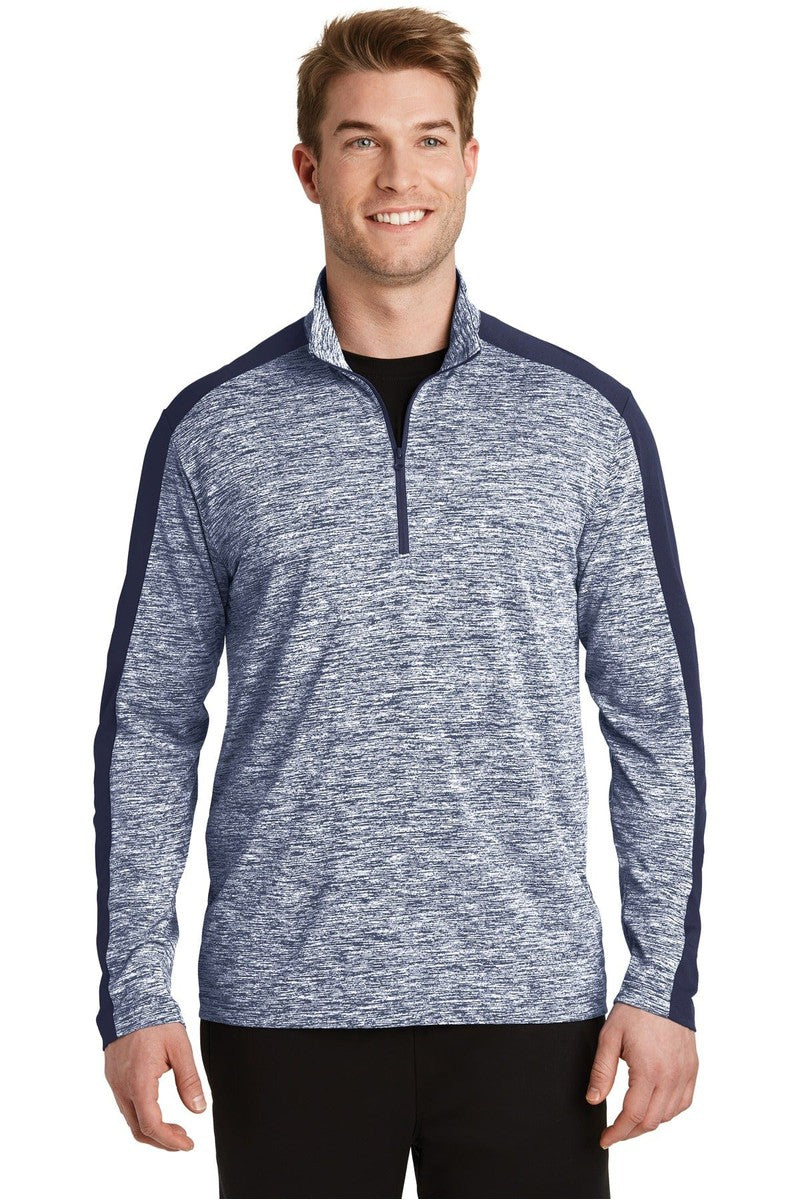 Sport-Tek ST397 PosiCharge Electric Heather Colorblock 1/4-Zip Pullover in 