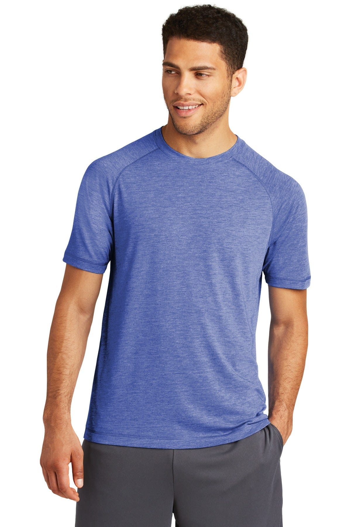 Sport-Tek ST400 PosiCharge Tri-Blend Wicking Raglan Tee in True Royal Heather