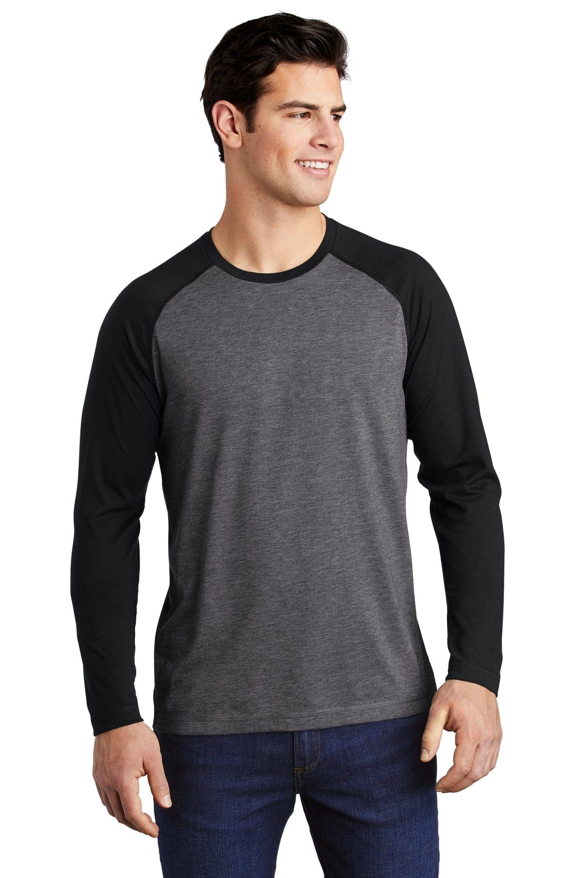 Sport-Tek T-Shirts Sport-Tek ST400LS PosiCharge Long Sleeve Tri-Blend Wicking Raglan Tee