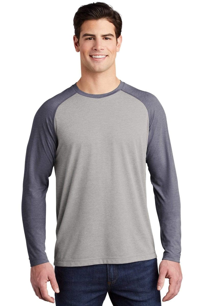Sport-Tek ST400LS PosiCharge Long Sleeve Tri-Blend Wicking Raglan Tee in 