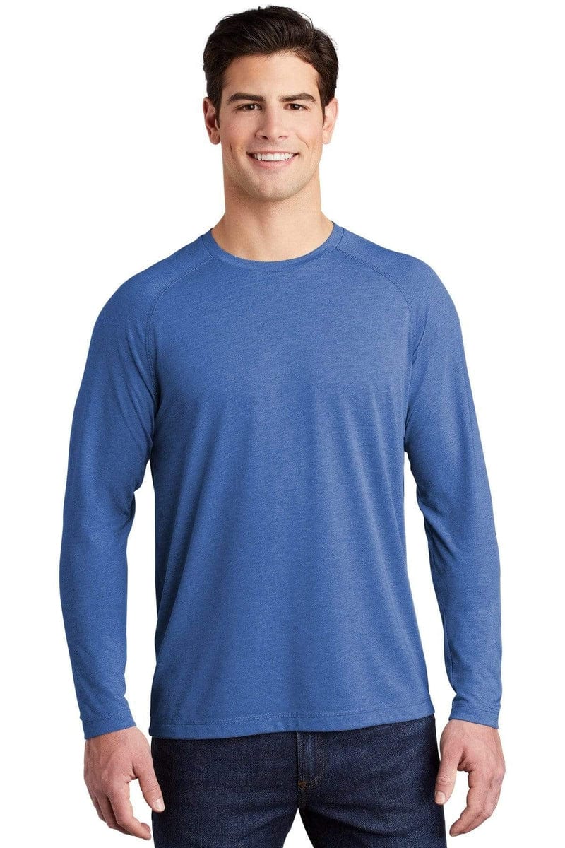 Sport-Tek ST400LS PosiCharge Long Sleeve Tri-Blend Wicking Raglan Tee in 