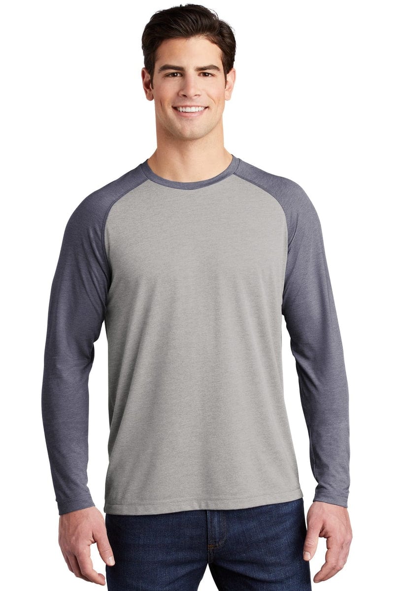 Sport-Tek ST400LS PosiCharge Long Sleeve Tri-Blend Wicking Raglan Tee in 