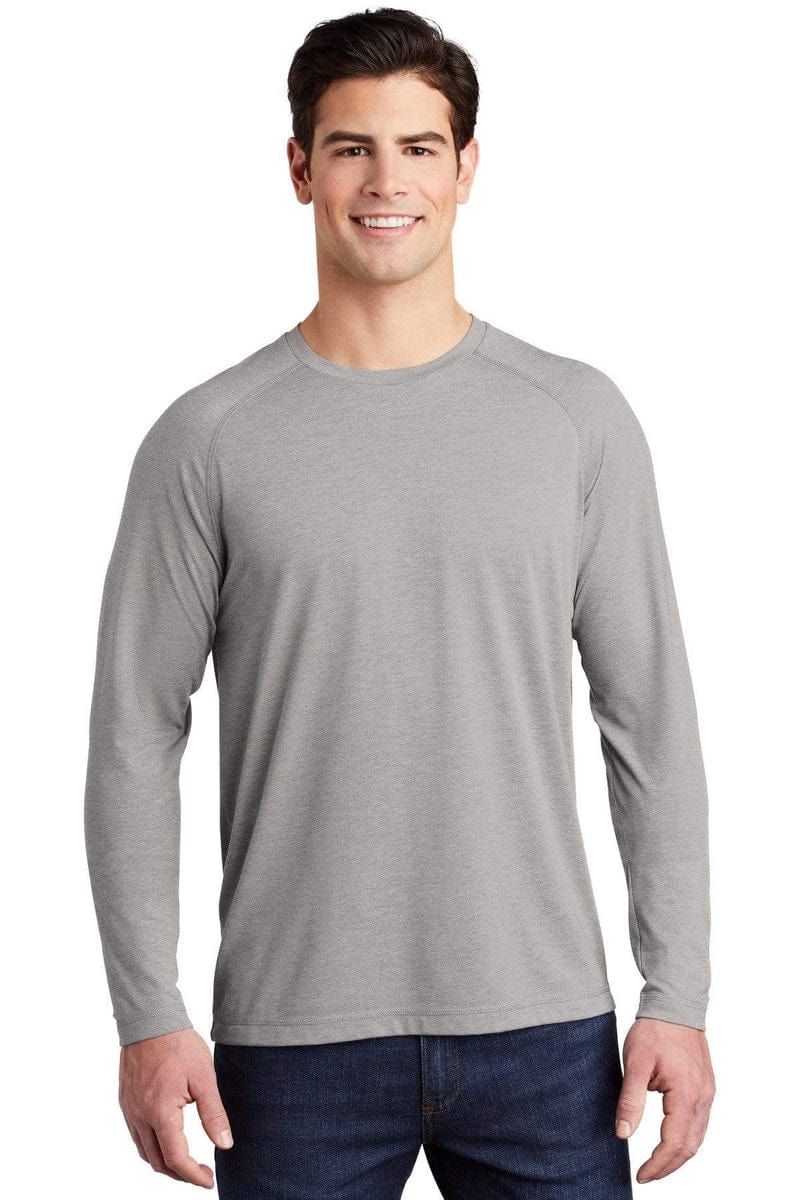 Sport-Tek ST400LS PosiCharge Long Sleeve Tri-Blend Wicking Raglan Tee in 